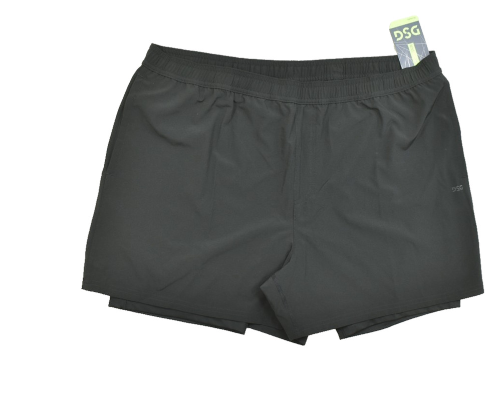 NEW DSG Men's Regular Size XXL Pure Black 2-in-1 Agility Running Shorts